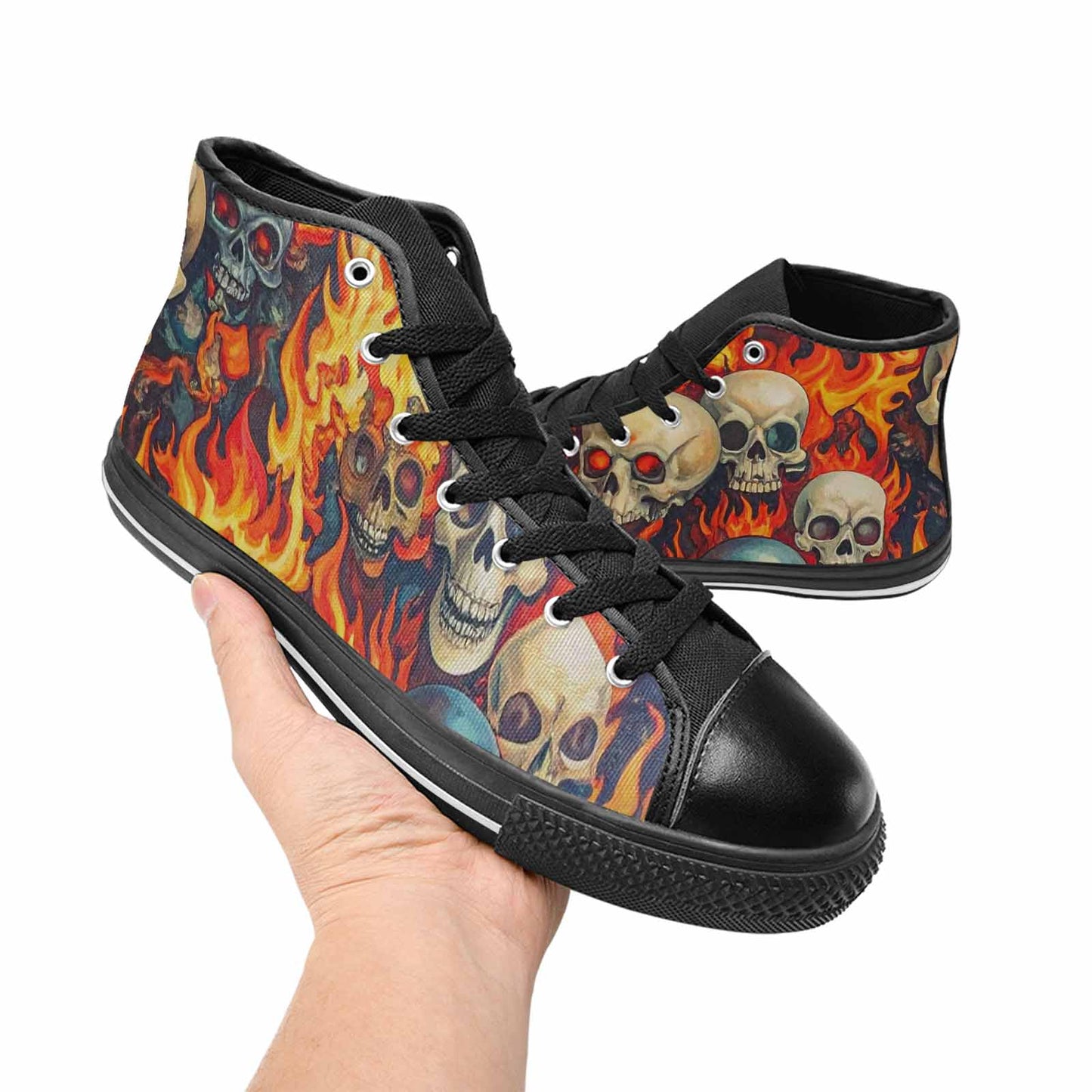 MEN'S Skulls - Flaming High Top Canvas Dark Academia Sneakers
