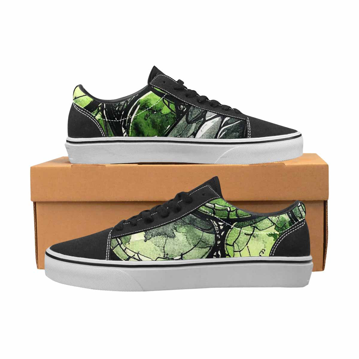 WOMEN'S Reptile Scale Lace-Up Canvas Kaleidoscope Custom Sneakers