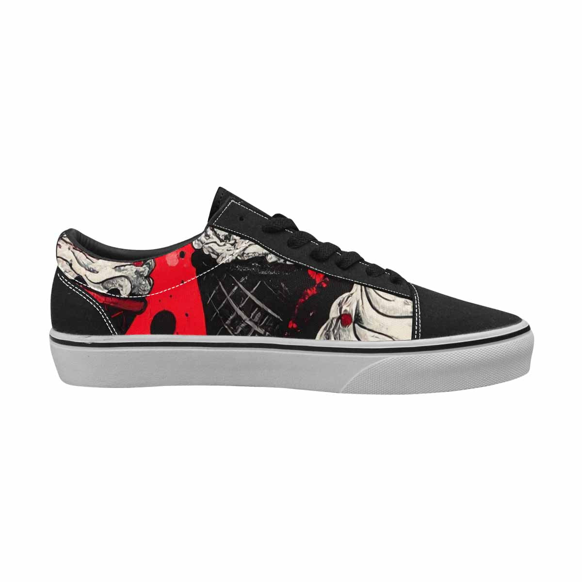 MEN'S Ice Cream Black & Red Ink Canvas Streetwear Wallpaper Art Original Art Sneakers