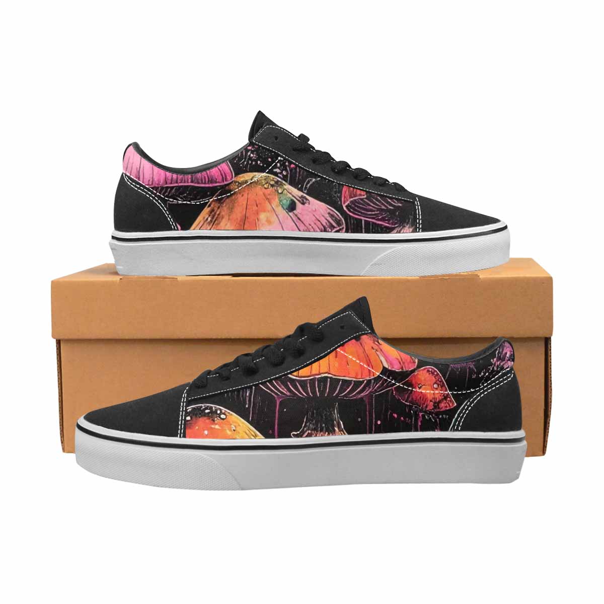 WOMEN'S Rainbow Drip Mushrooms Lace-Up Canvas Vivid Sneakers