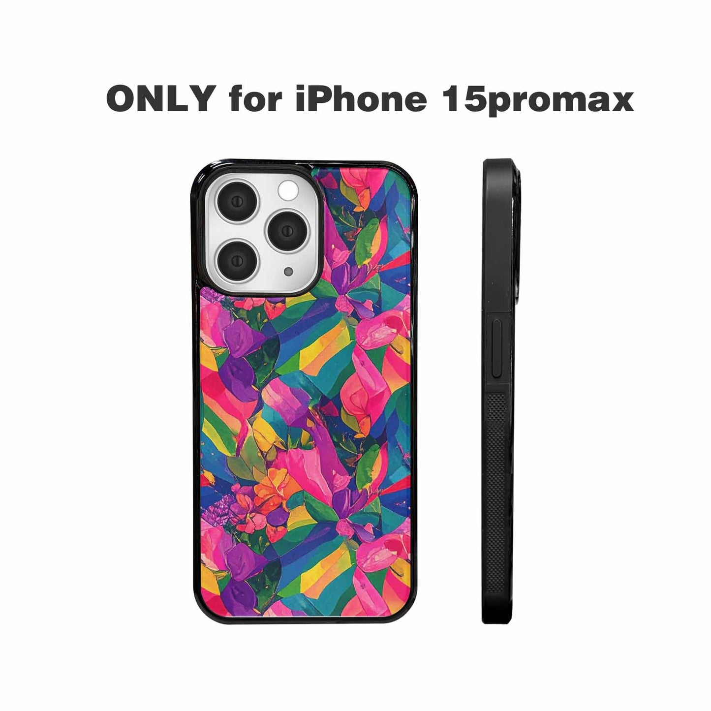 iPhone 15 Pro Max Case — Polysexual Flag Color Theme Small Rainbow, Custom Printed Phone Case