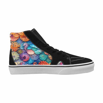 MEN'S Fish Scale Coral High Top Canvas Vibrant Chaos Custom Shoes