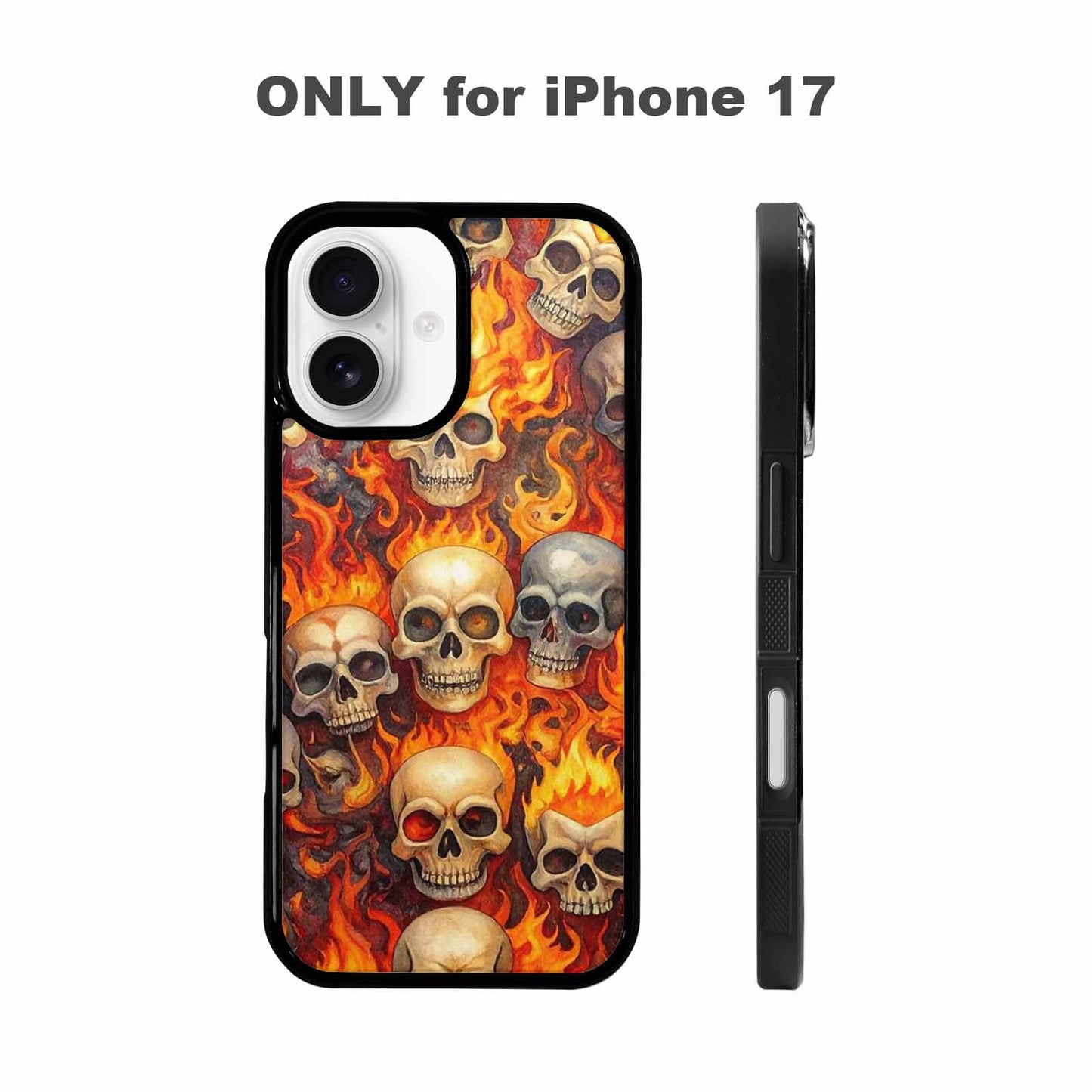 iPhone 17 Case — Skulls Flaming Skulls Small Gothic Skulls, Custom Print Case Cover