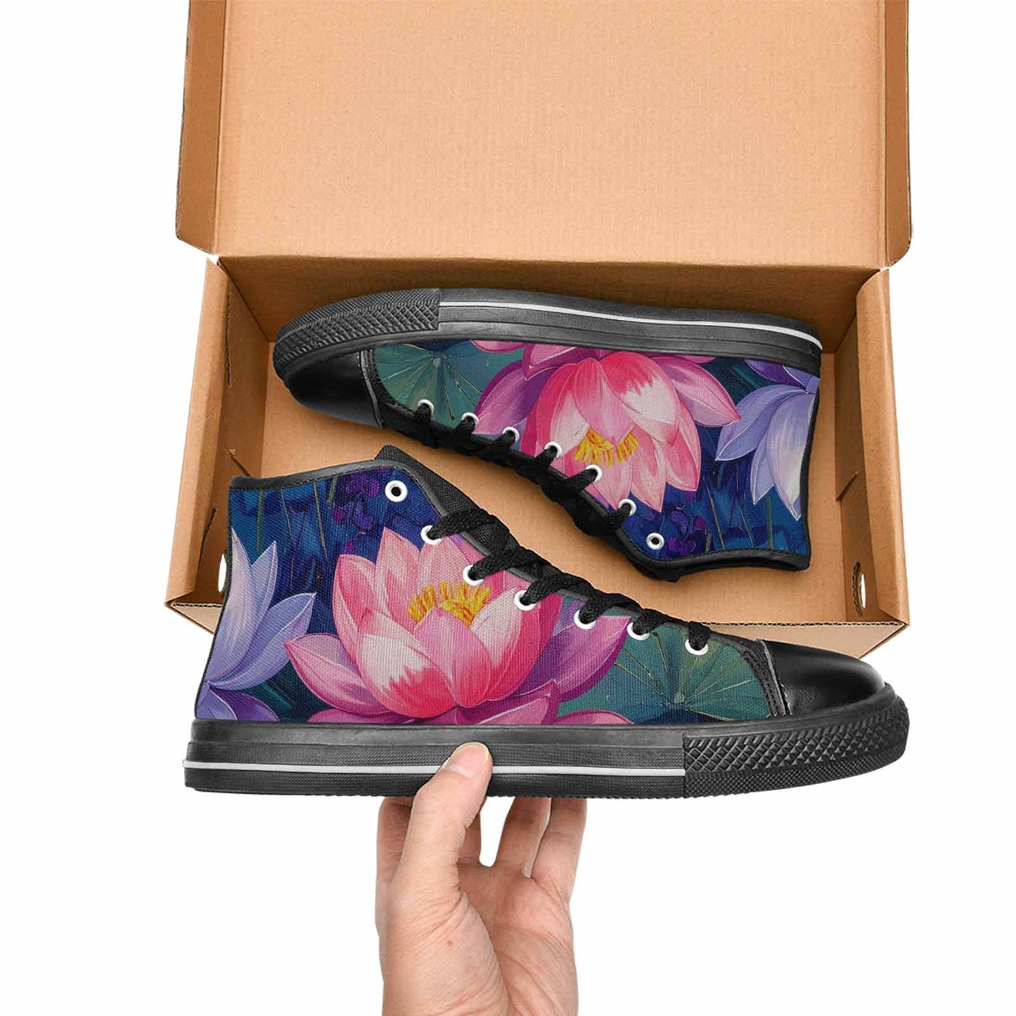 WOMEN'S Monet-Style Impressionist Water High Top Canvas Dreamcore Custom Shoes