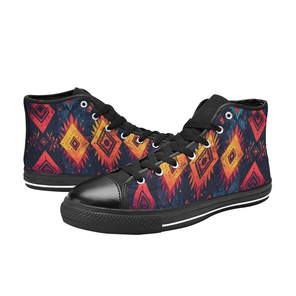 Wild Tribal Ripple 2 Women's Classic High Top Canvas Shoes