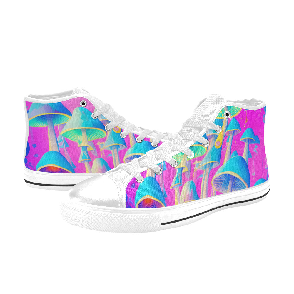 WOMEN'S Cc Mushroom Art 2 High Top Canvas Wallpaper Art Custom Shoes