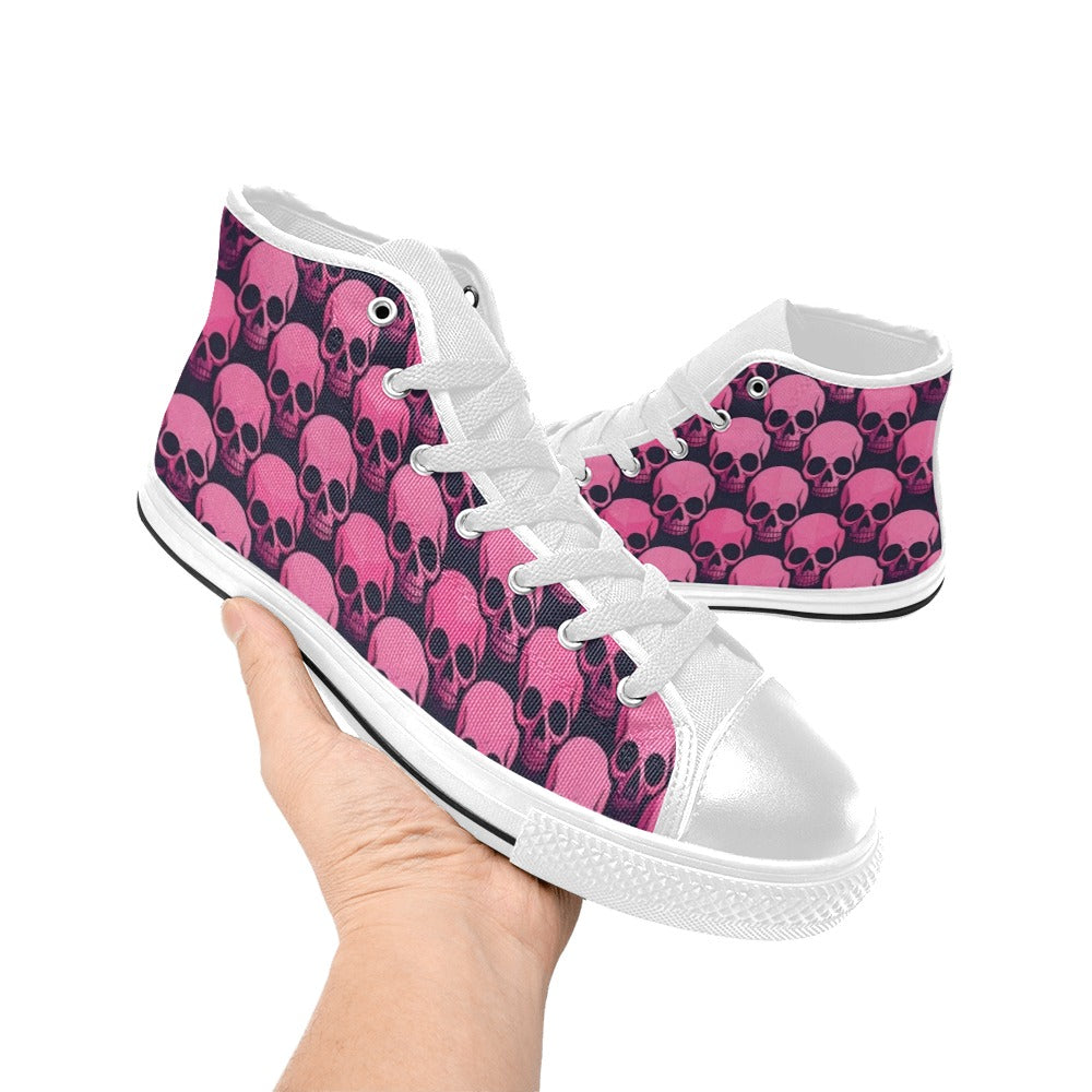 WOMEN'S Skull Underground Comix Black High Top Canvas Grunge Custom Sneakers