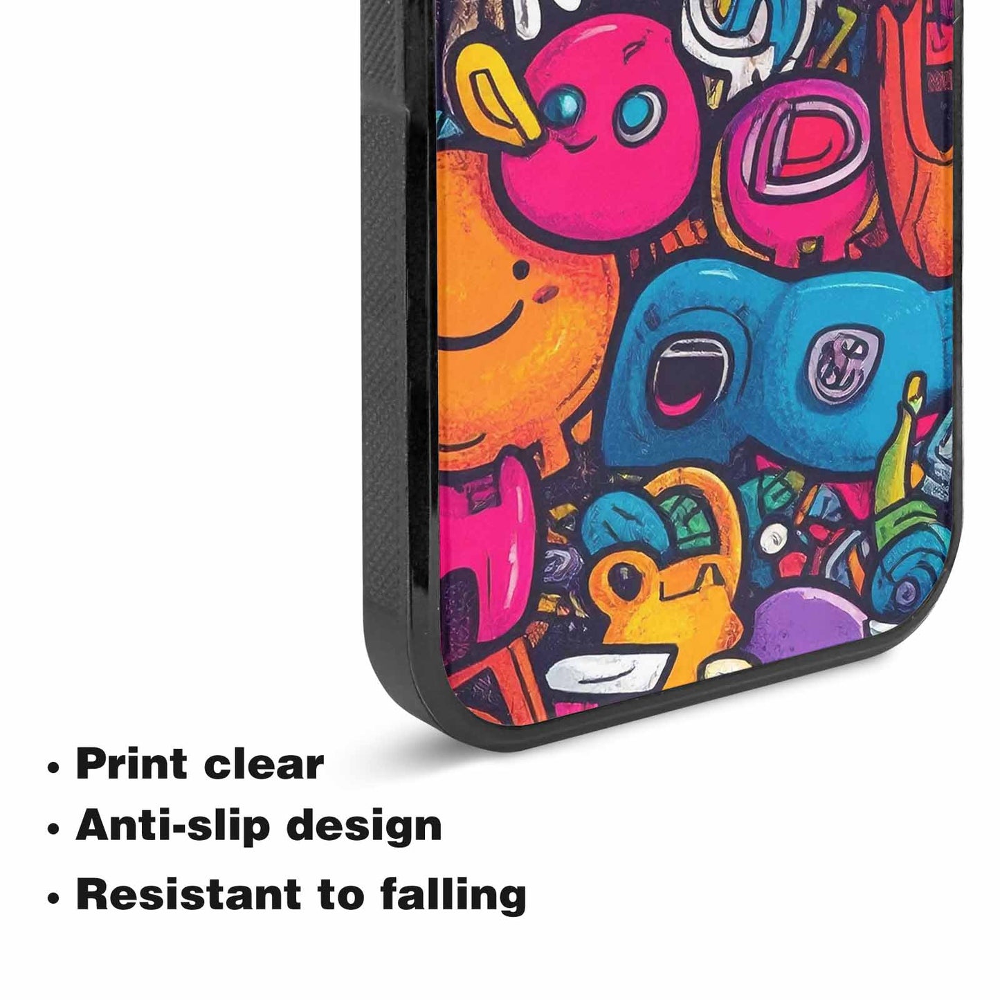 iPhone 15 Plus Case — Hand Drawn Icon Doodle Pattern Hundreds, Unique Phone Case Design
