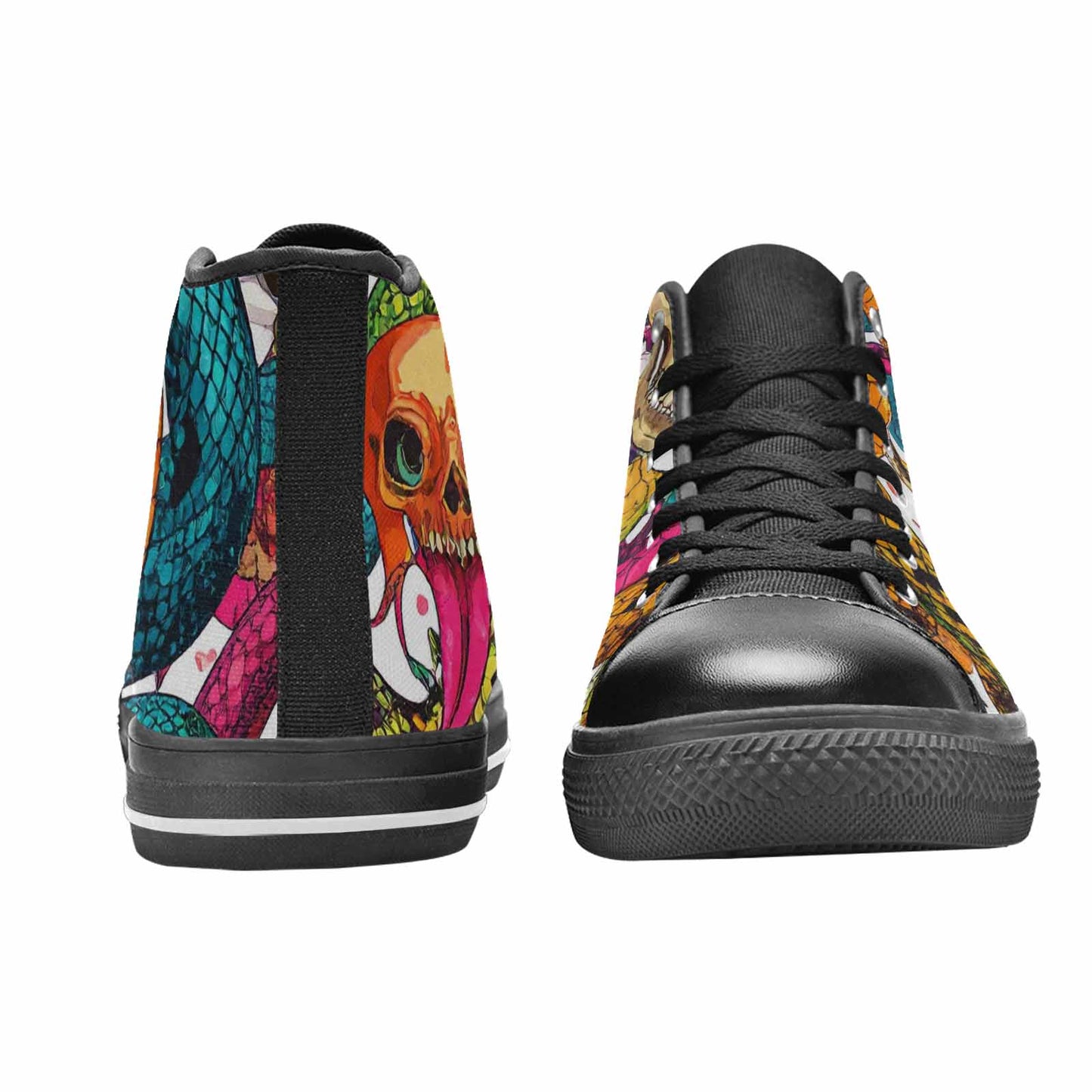 MEN'S Snake Print Skull High Top Canvas Dreamcore Custom Sneakers