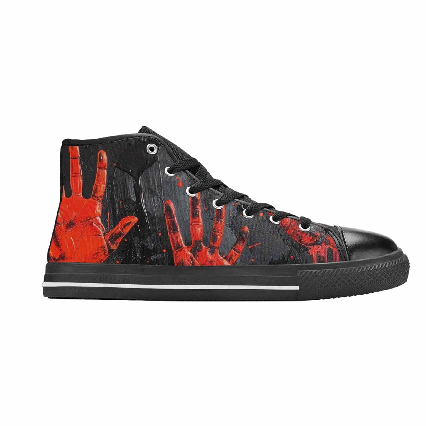 MEN'S Halloween Splatter Handprint High Top Canvas Wallpaper Art Custom Shoes