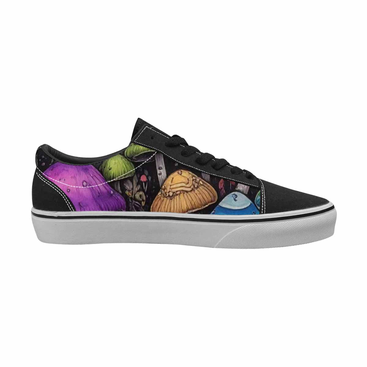 WOMEN'S Rainbow Drip Mushrooms Lace-Up Canvas Aesthetic Custom Shoes