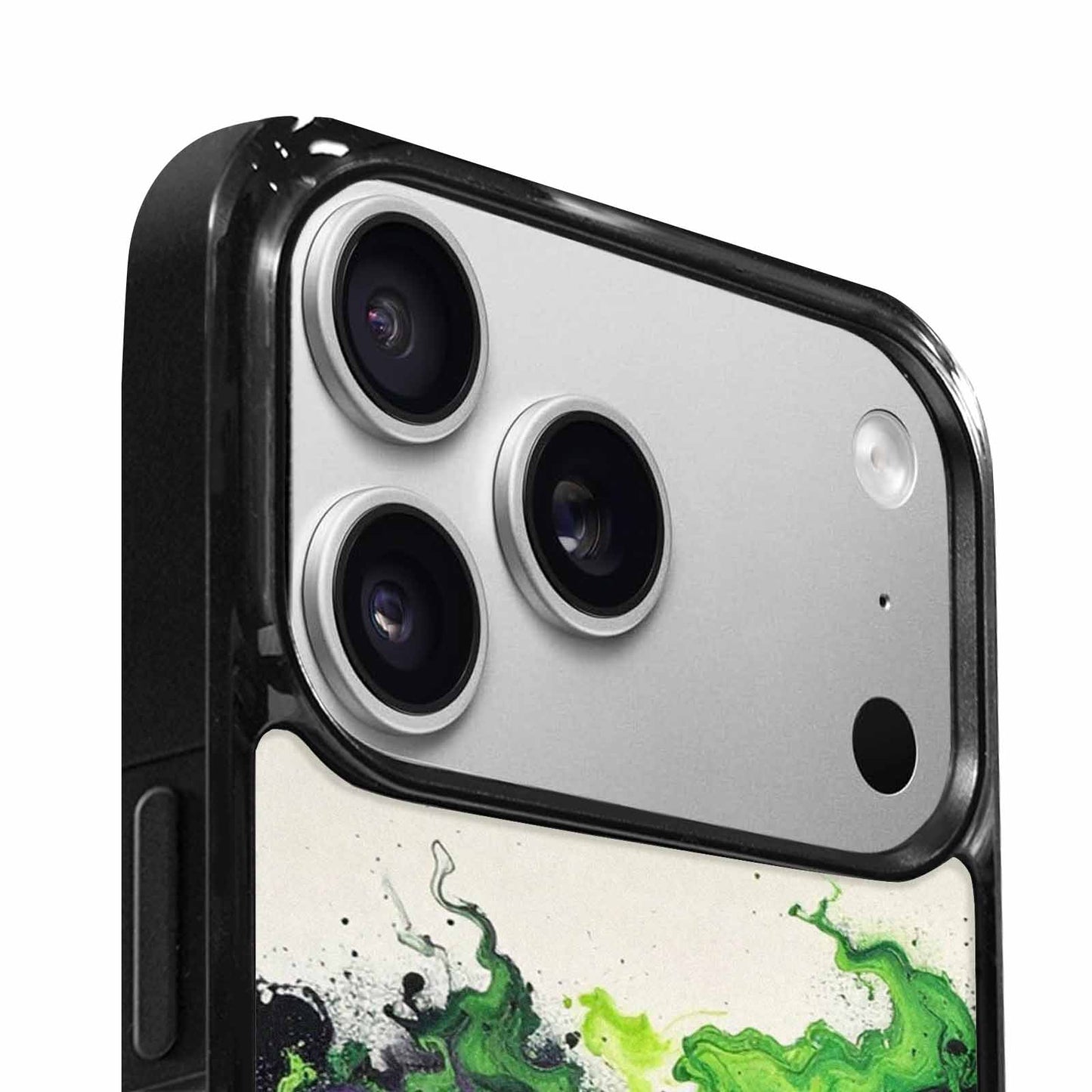 iPhone 17 Pro Max Case — Black &amp; Green Ink Galaxy Space, Custom Printed Phone Case