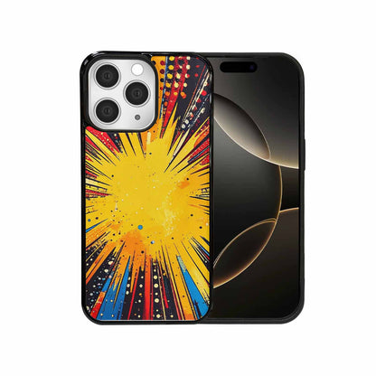 iPhone 15 Pro Max Case — Comic Halftone Comic Bursts Pattern Hundreds, Custom Made Phone Cover