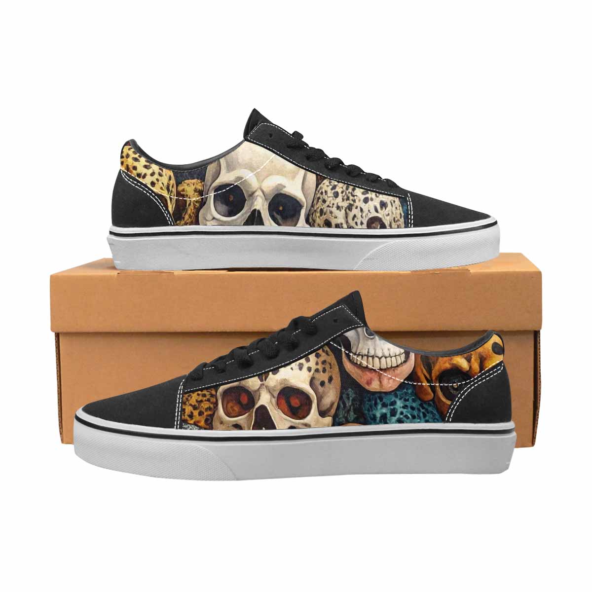 WOMEN'S Skulls Lace-Up Canvas Vibrant Chaos Sneakers