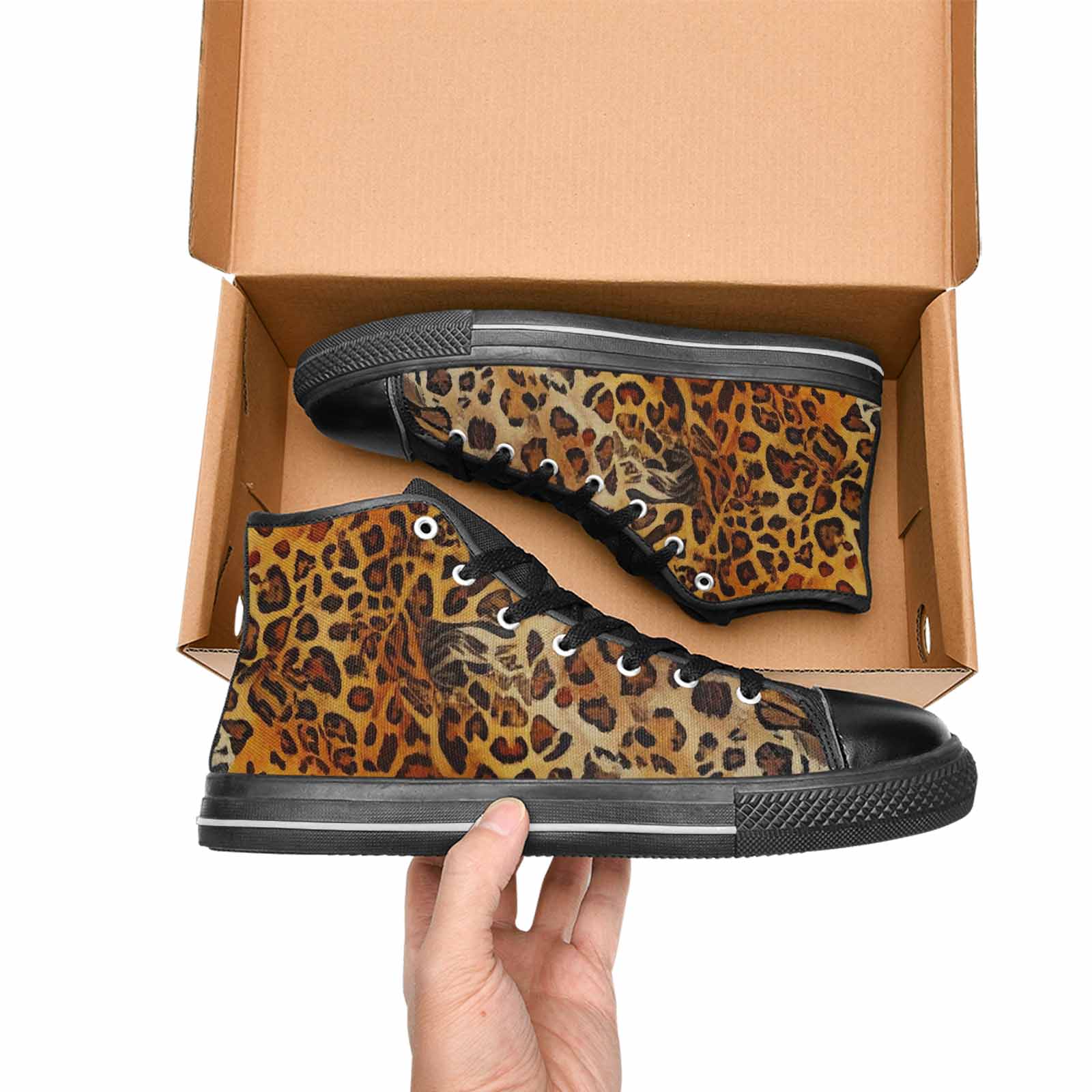 WOMEN'S Animal Print High Top Canvas Neon Fantasy Custom Sneakers