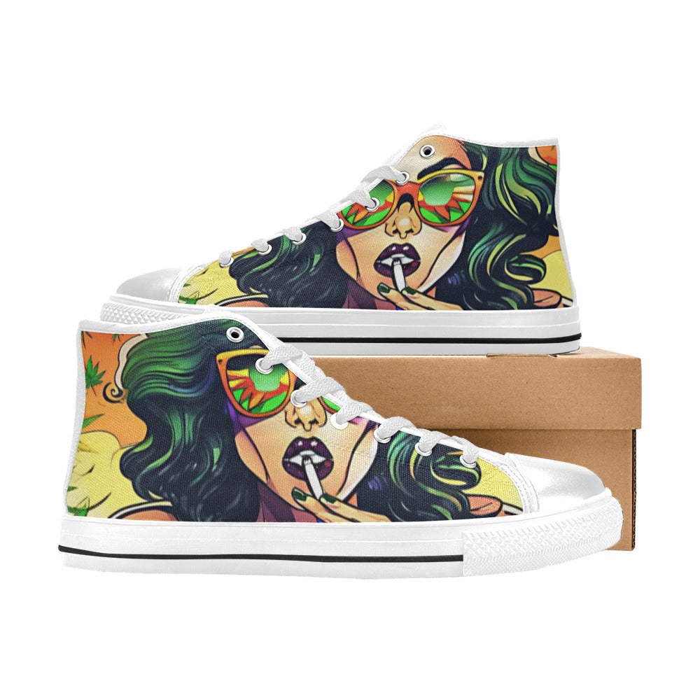 WOMEN'S Comic Book Art Woman High Top Canvas Y2K Sneakers