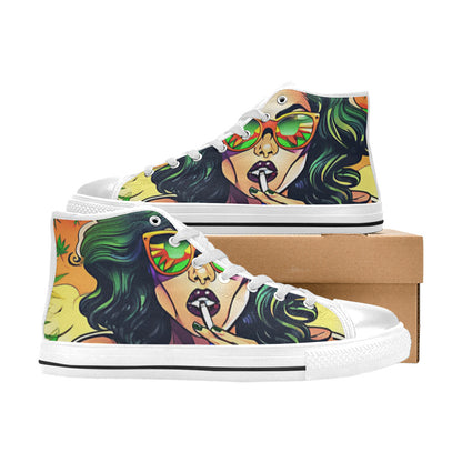 WOMEN'S Comic Book Art Woman High Top Canvas Y2K Sneakers