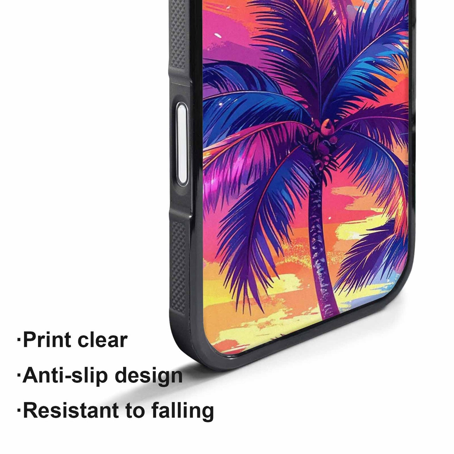iPhone 17 Pro Case — Chrome Bling Palm Tree Original Art, Custom Made Phone Cover