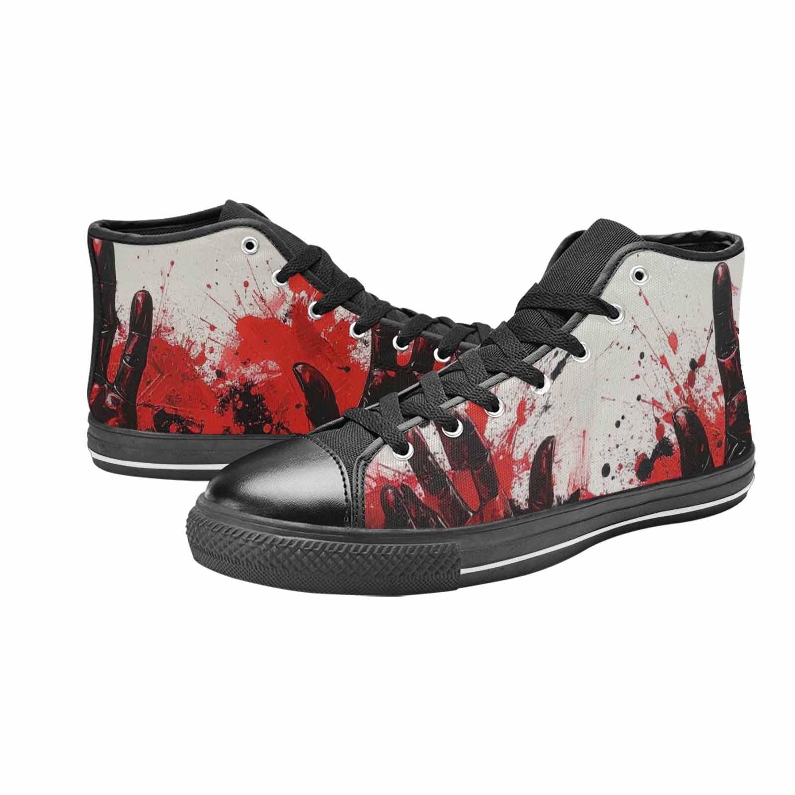 WOMEN'S Halloween Splatter Handprint High Top Canvas Dark Academia Custom Shoes