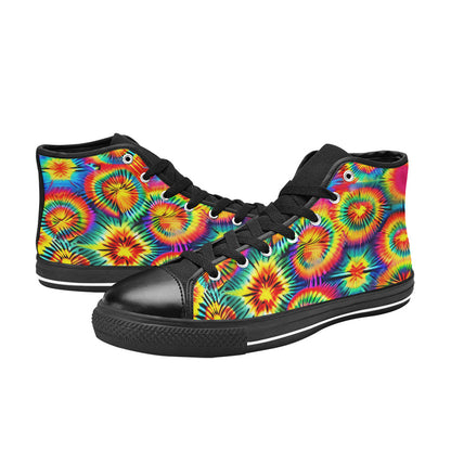 MEN'S Rainbow Tie Dye Men’S High Top Canvas Dark Academia Sneakers