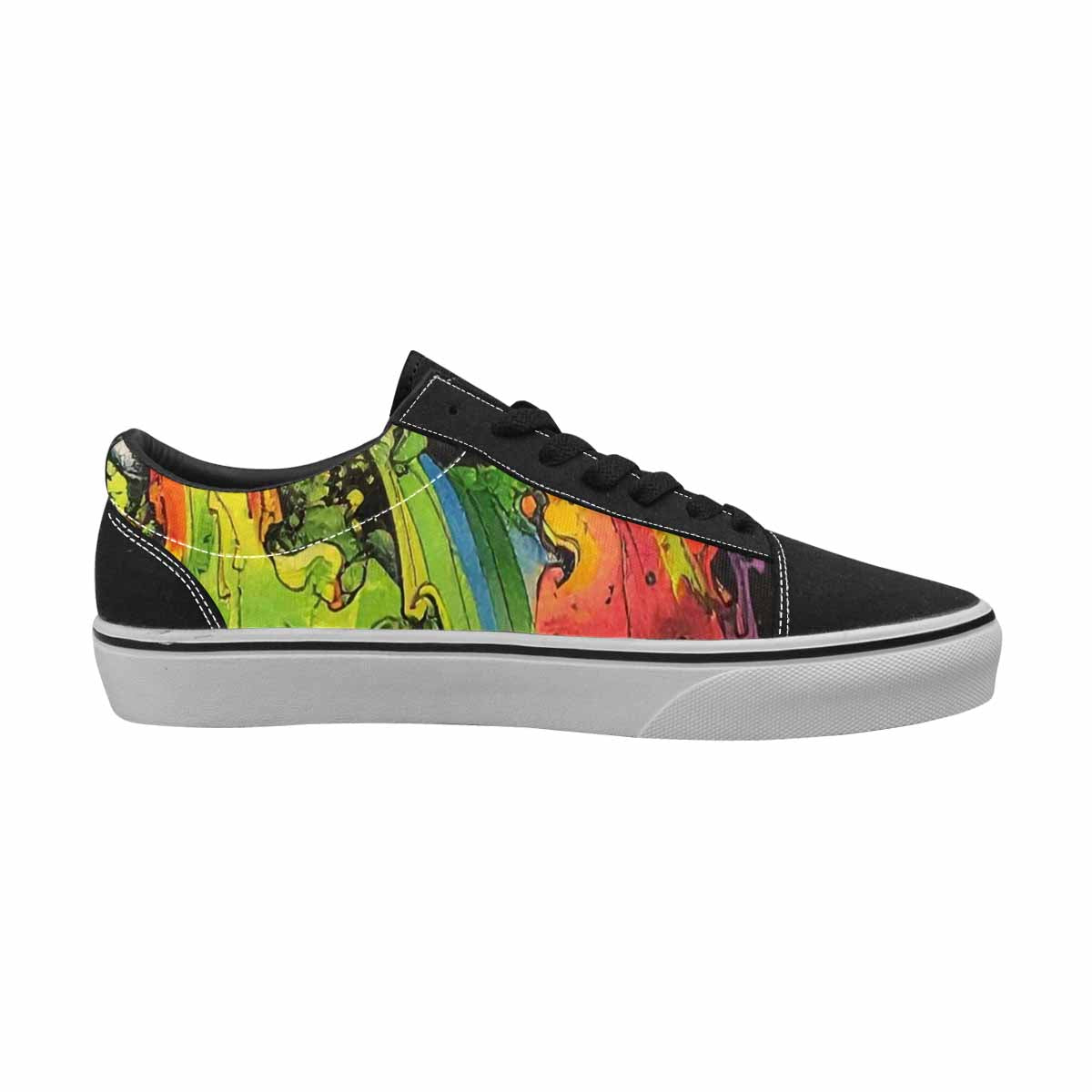 WOMEN'S Rainbow From Skull S Lace-Up Canvas Surreal Shoes