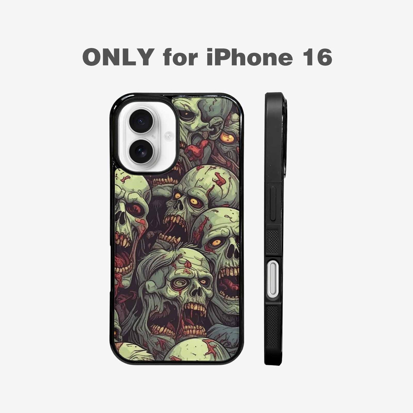 iPhone 16 Case — Zombie Head Pattern Hundreds Of Small, Custom Designed Case Cover