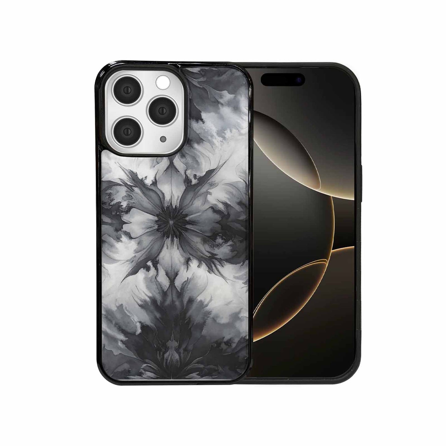 iPhone 15 Pro Max Case — Tie Dye Black And Gray Blended, Custom Art Phone Cover