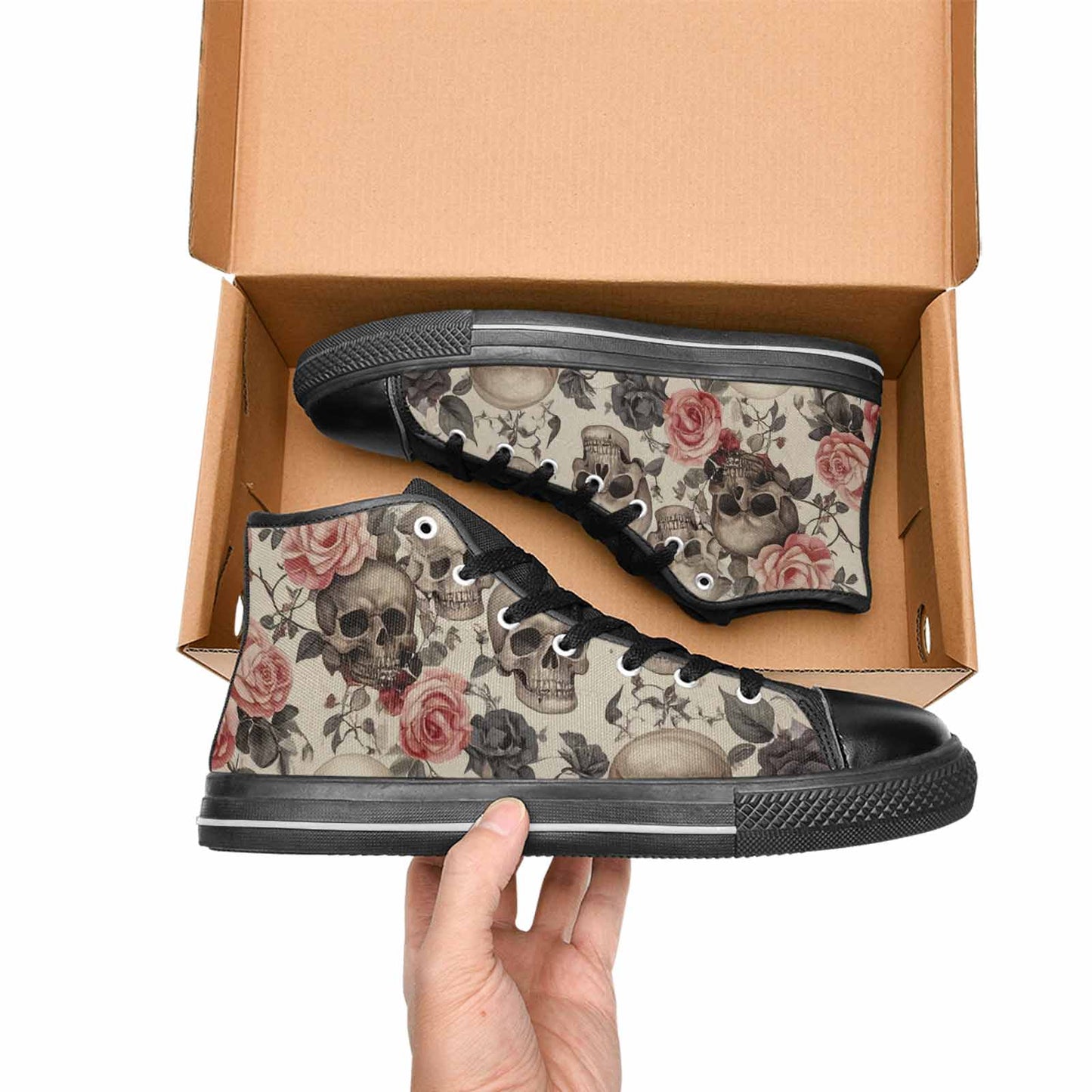 MEN'S Skulls - Roses High Top Canvas Aesthetic Custom Shoes