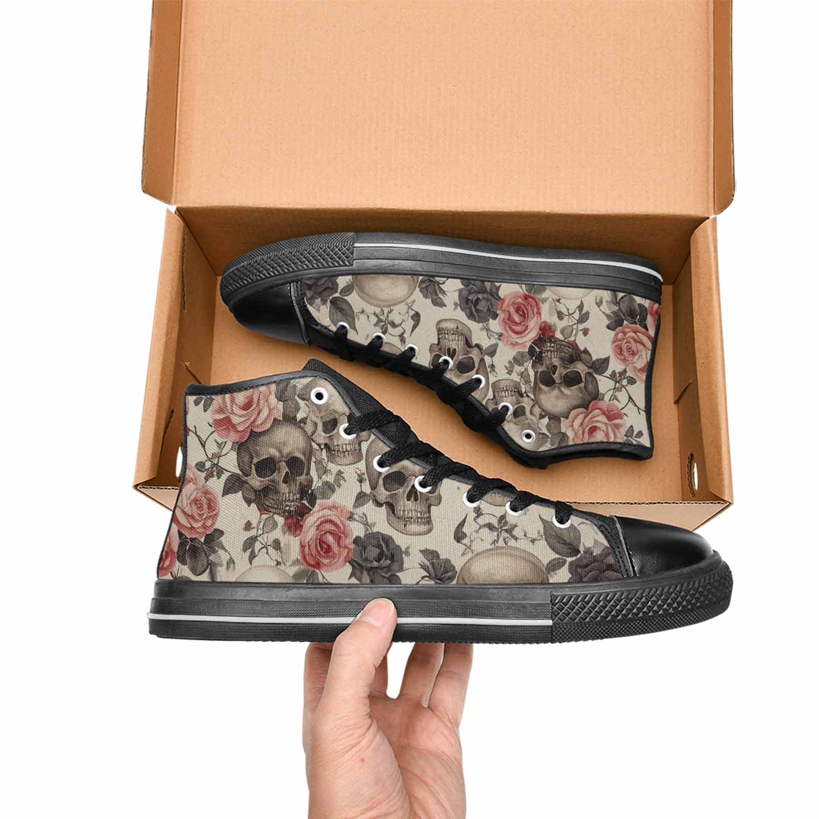 MEN'S Skulls - Roses High Top Canvas Aesthetic Custom Shoes