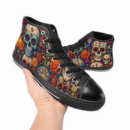 MEN'S Skull High Top Canvas Cottagecore Custom Shoes
