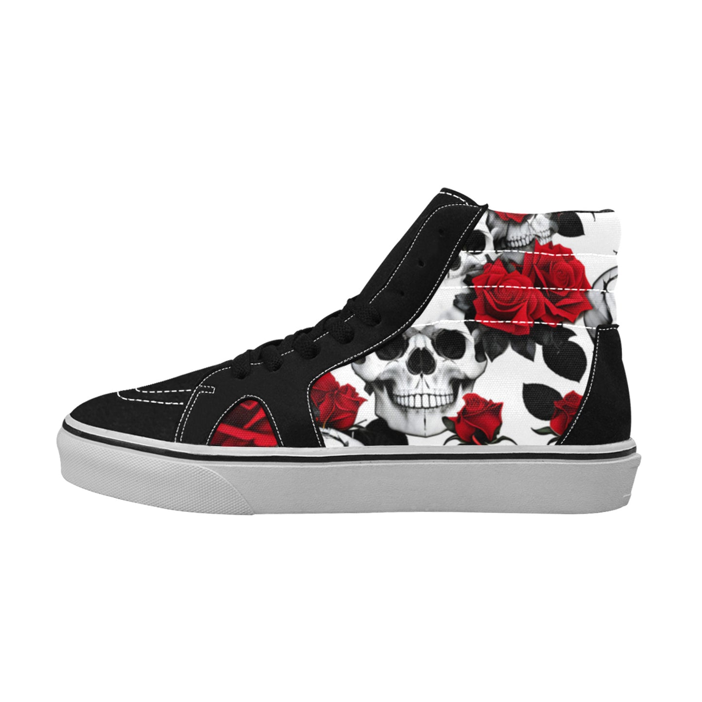 WOMEN'S Skulls Roses Deluxe 7 High Top Skateboarding Dark Academia Custom Sneakers
