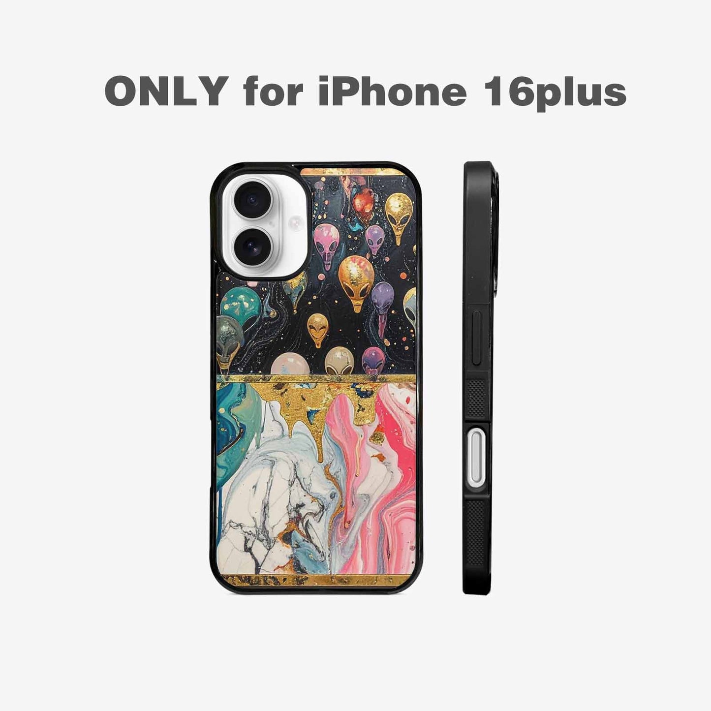 iPhone 16 Plus Case — Aliens Marblealiens Pattern Cyi, Custom Made Phone Cover