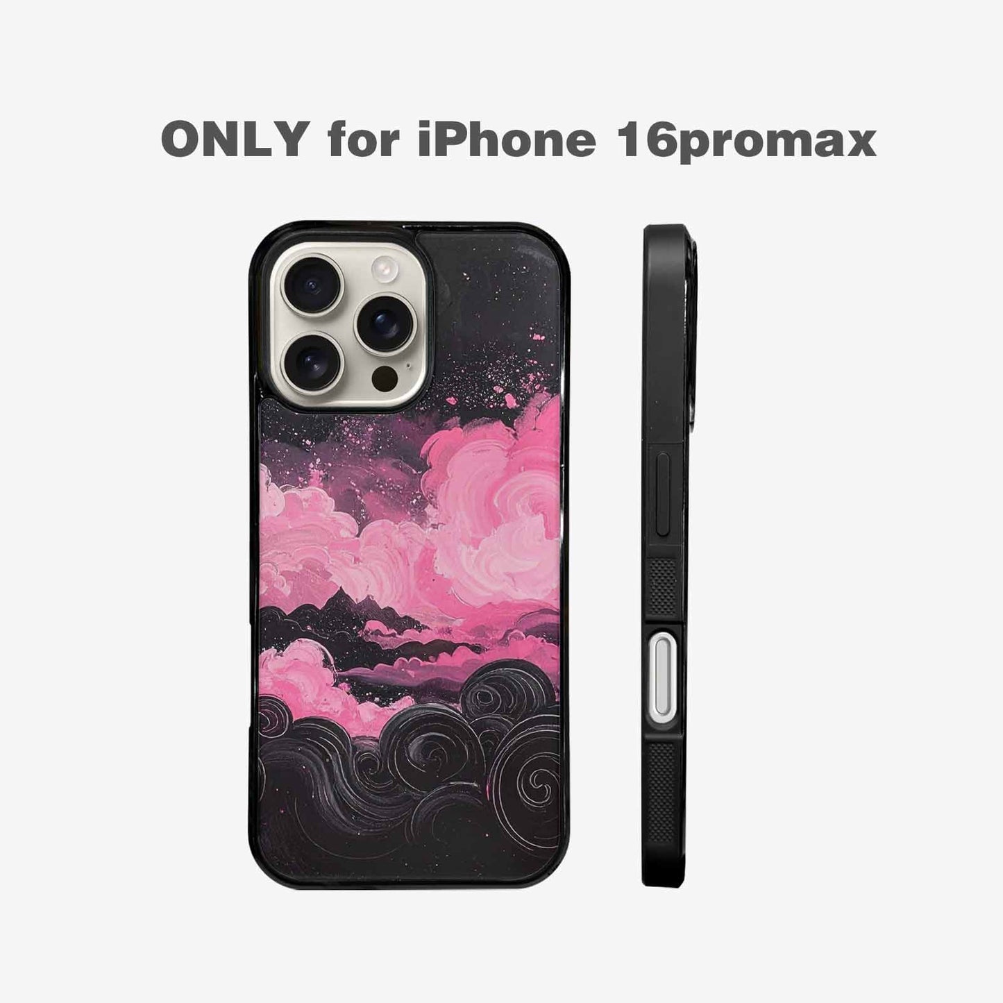 iPhone 16 Pro Max Case — Van Gogh Swirl Black Pink Ink, Customized Protective Case