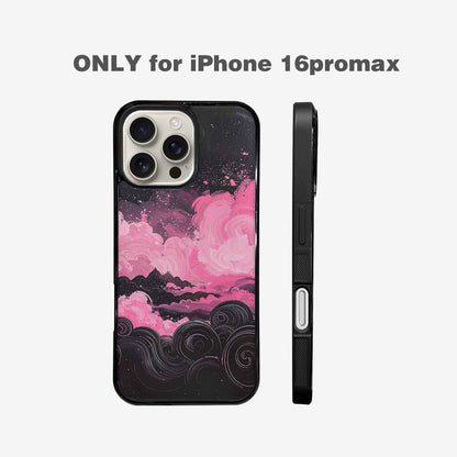 iPhone 16 Pro Max Case — Van Gogh Swirl Black Pink Ink, Customized Protective Case
