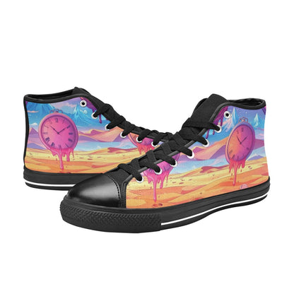 KIDS' Surrealist Dreamscape Pattern, Melting High Top Canvas Cottagecore Custom Shoes