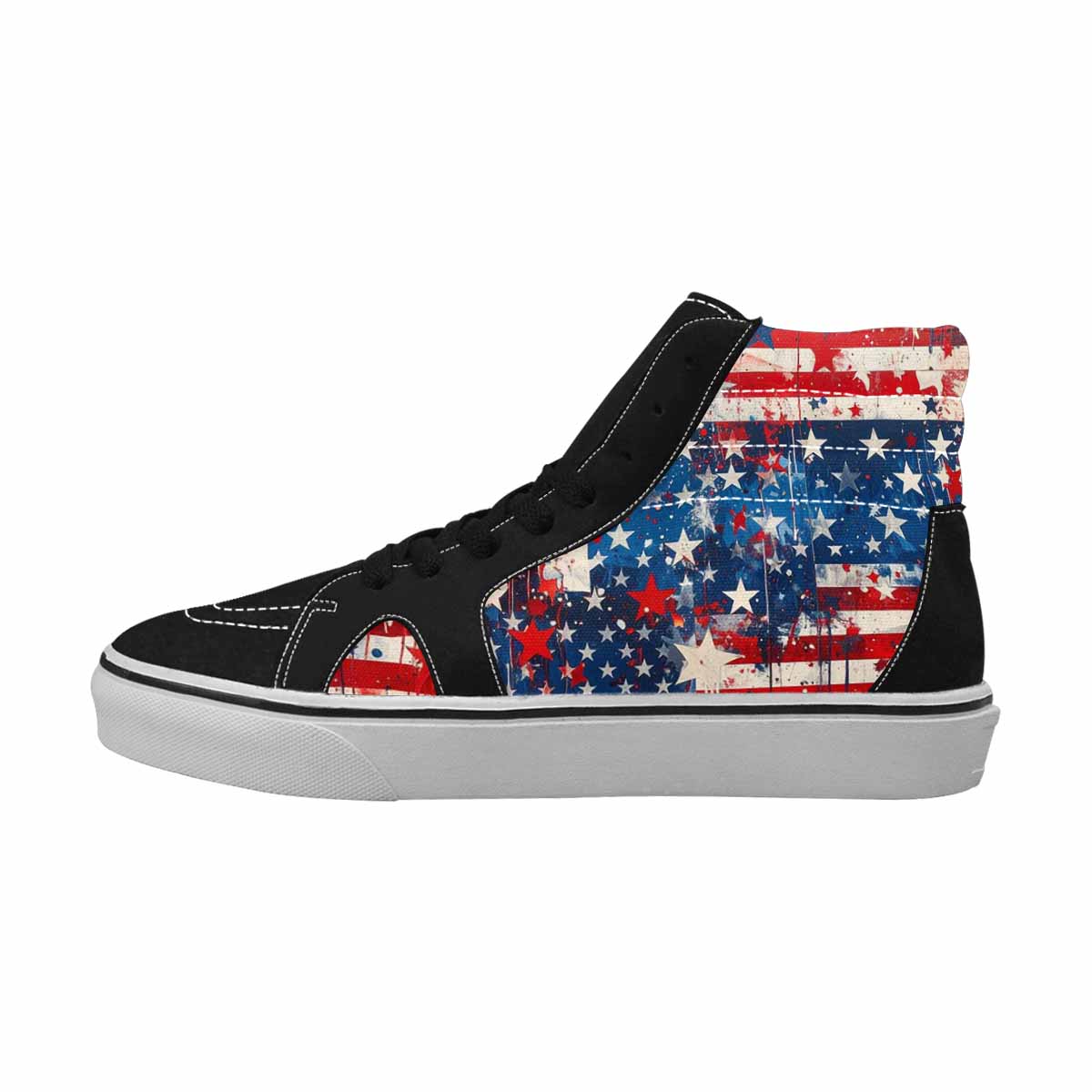 MEN'S Patriotic Stars Stripes High Top Canvas Grunge Shoes
