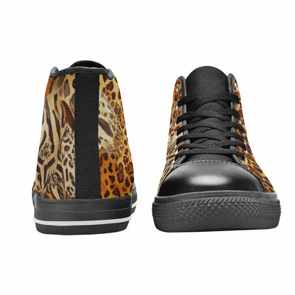 MEN'S Animal Print High Top Canvas Wallpaper Art Custom Shoes