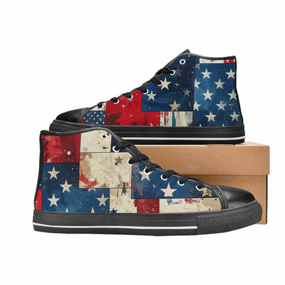 MEN'S American Flag Stars High Top Canvas Dark Academia Shoes