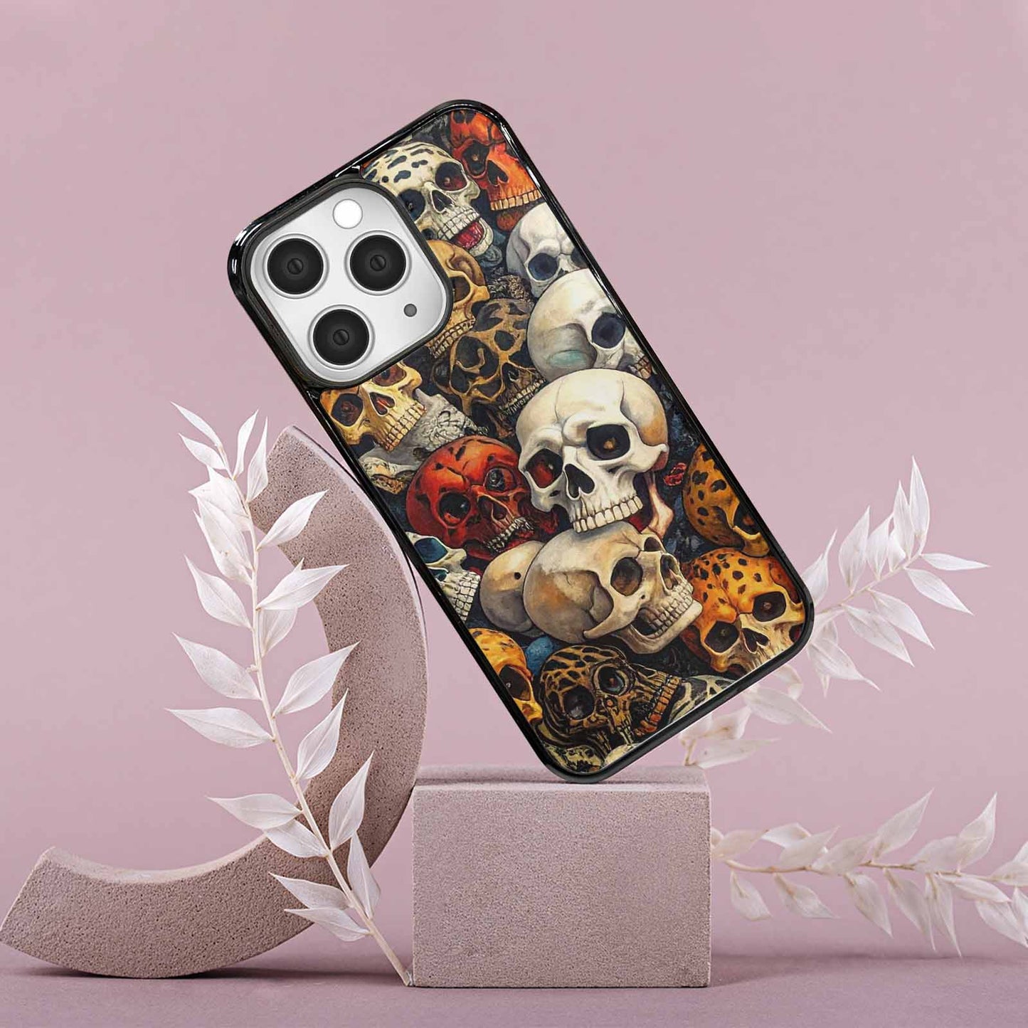 iPhone 15 Pro Max Case — Skulls Pattern Hundreds Of Sma 1q9, Custom Art Phone Cover