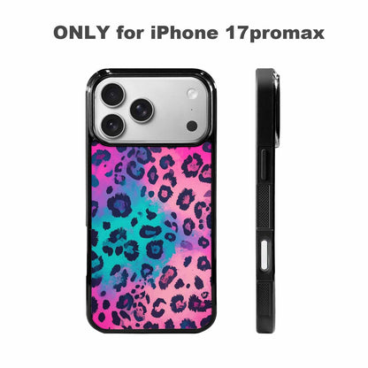 iPhone 17 Pro Max Case — Leopard Neon Pink Teal Airbrush Animal, Custom Designed Case Cover