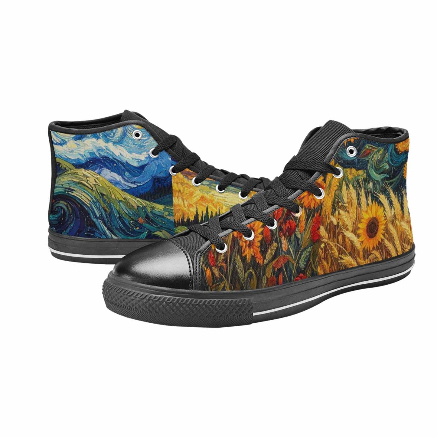WOMEN'S Van Gogh-Style Swirl High Top Canvas Dreamcore Custom Shoes
