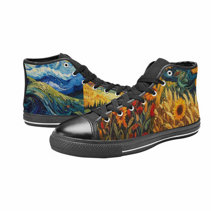 WOMEN'S Van Gogh-Style Swirl High Top Canvas Dreamcore Custom Shoes