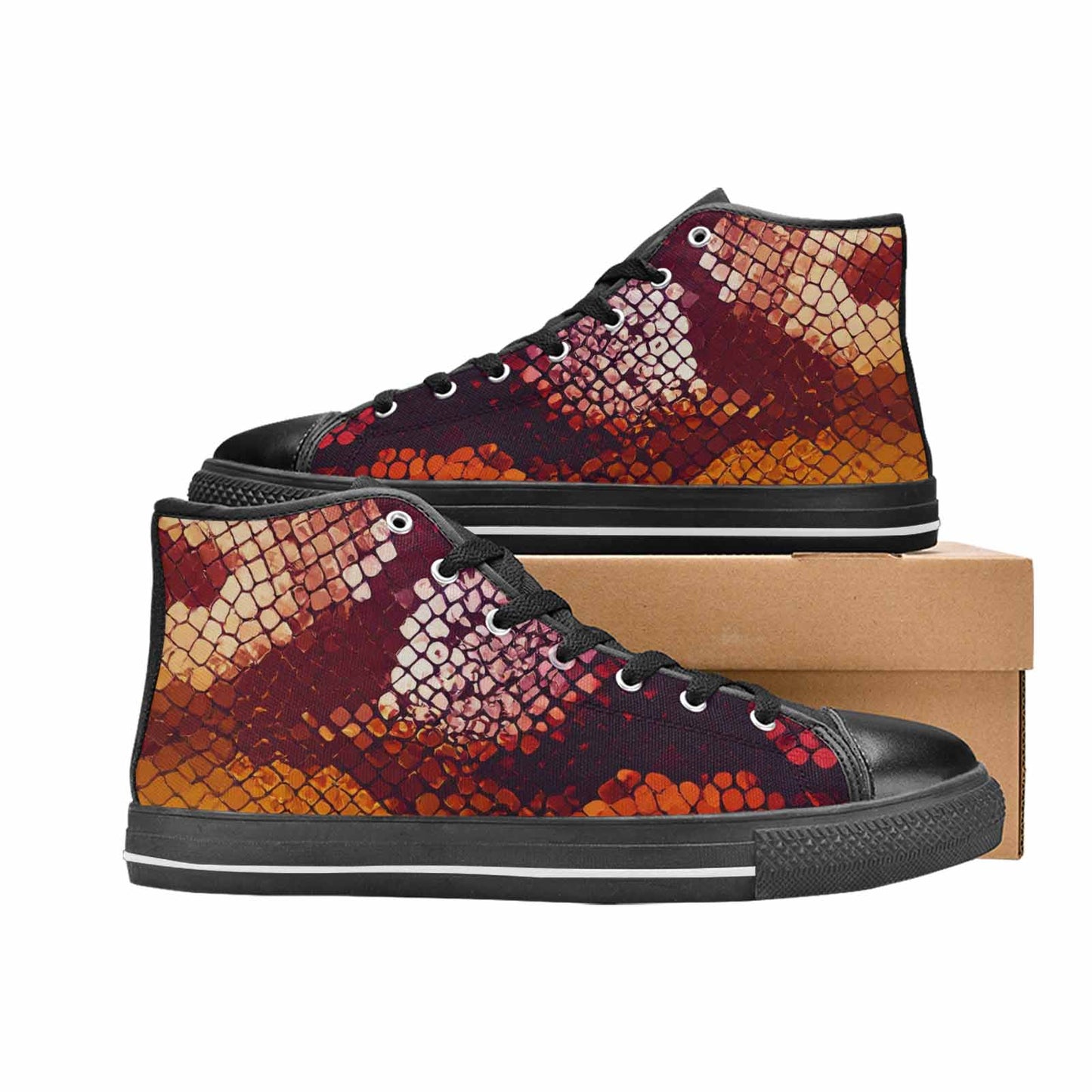 WOMEN'S Dark Snake Print High Top Canvas Dark Academia Custom Shoes