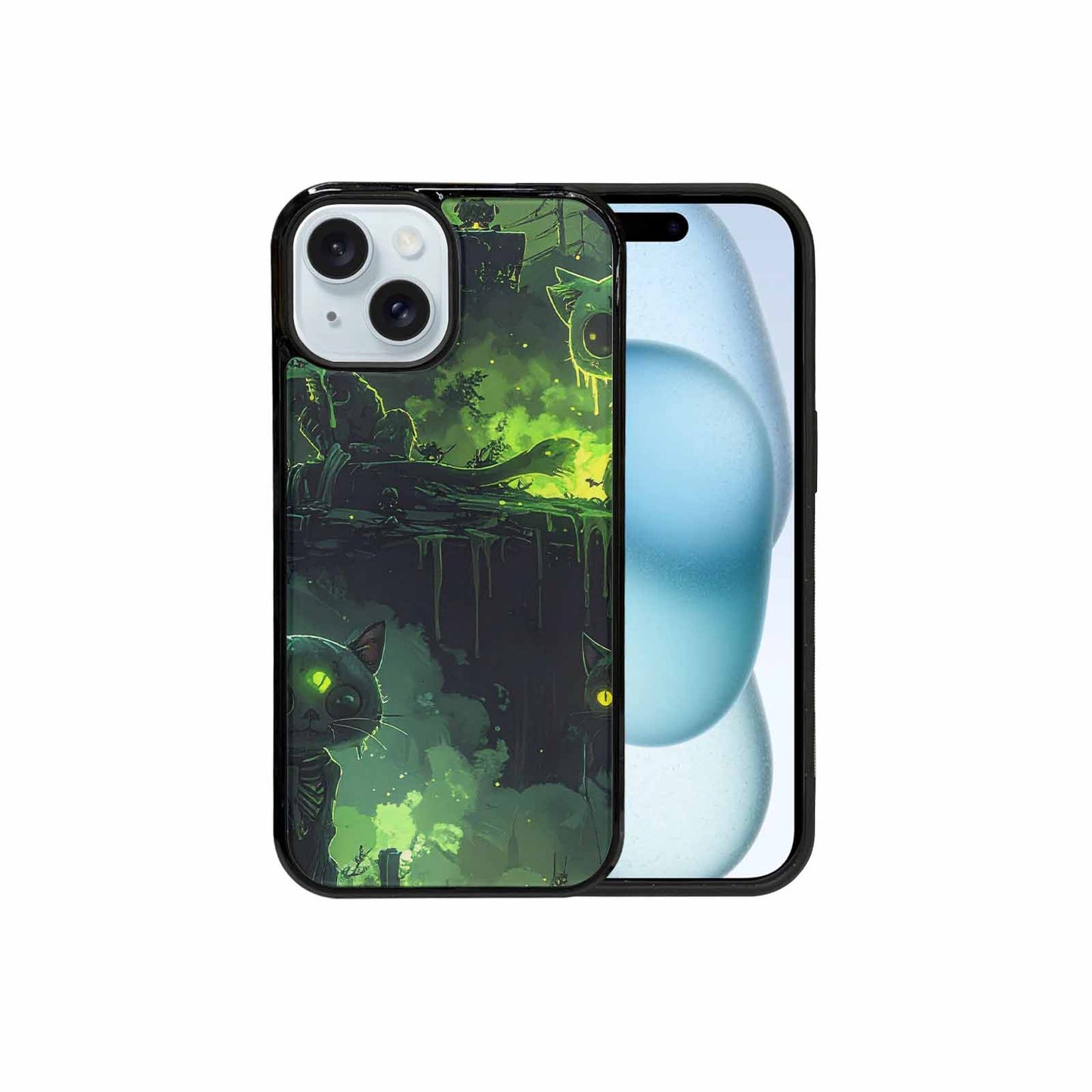 iPhone 15 Case — Toxic Melting Skeleton Cats Small Toxic, Original Design Phone Case
