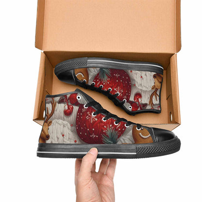 WOMEN'S Christmas Holly Snowflake High Top Canvas Vibrant Chaos Sneakers