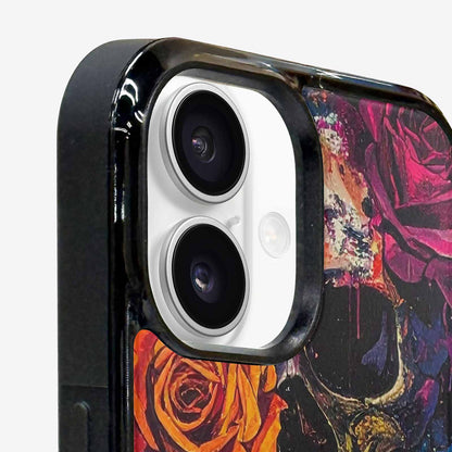 iPhone 16 Plus Case — Skulls Roses Acid Wash Custom, Custom Made Phone Cover