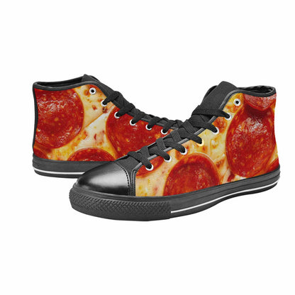 MEN'S Pepperoni Pizza Print High Top Canvas Grunge Sneakers