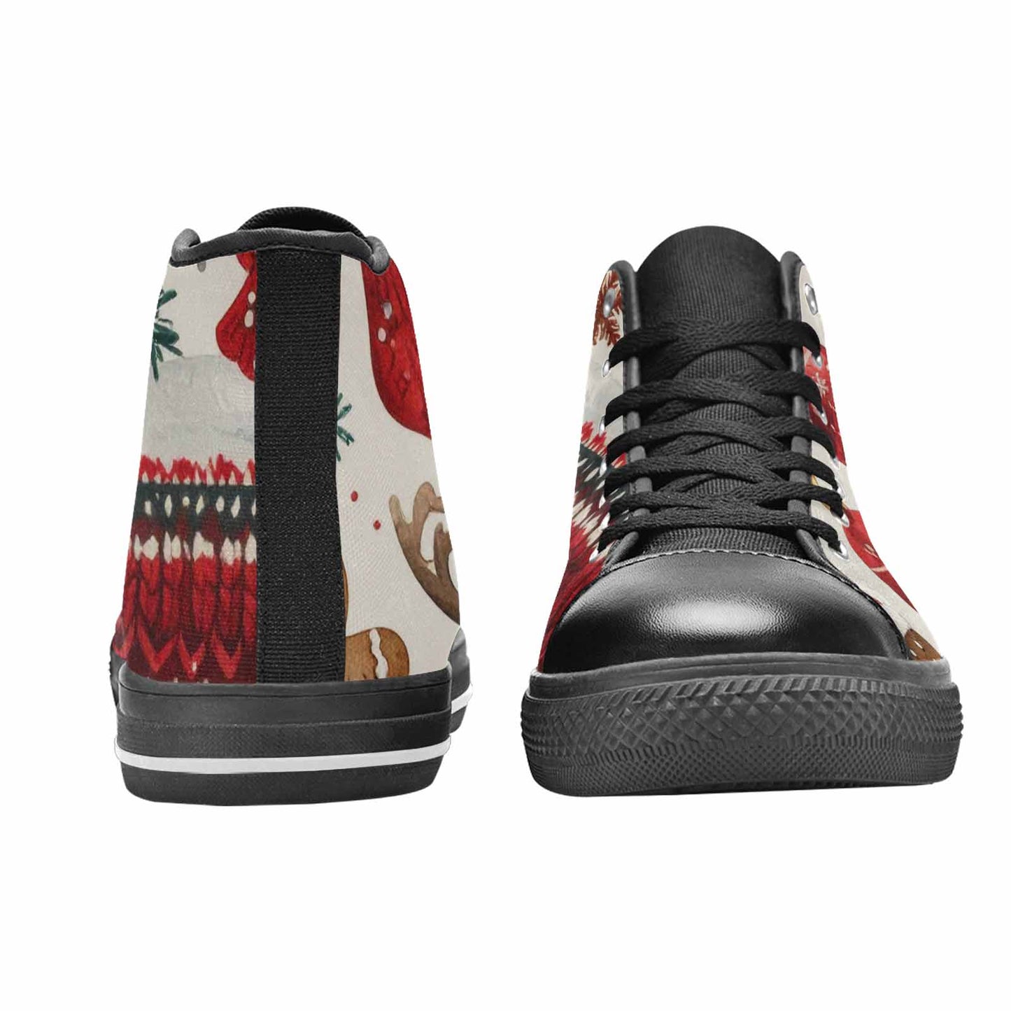 MEN'S Christmas Holly Snowflake High Top Canvas Vibrant Chaos Shoes