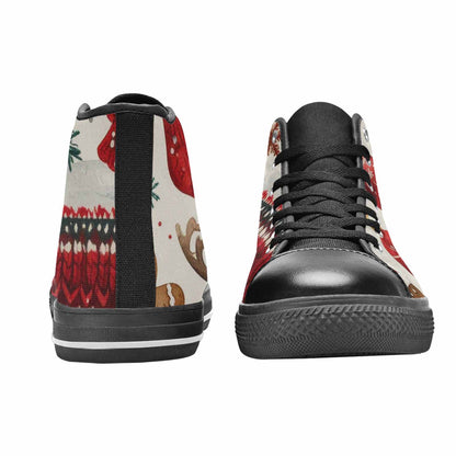 MEN'S Christmas Holly Snowflake High Top Canvas Vibrant Chaos Shoes