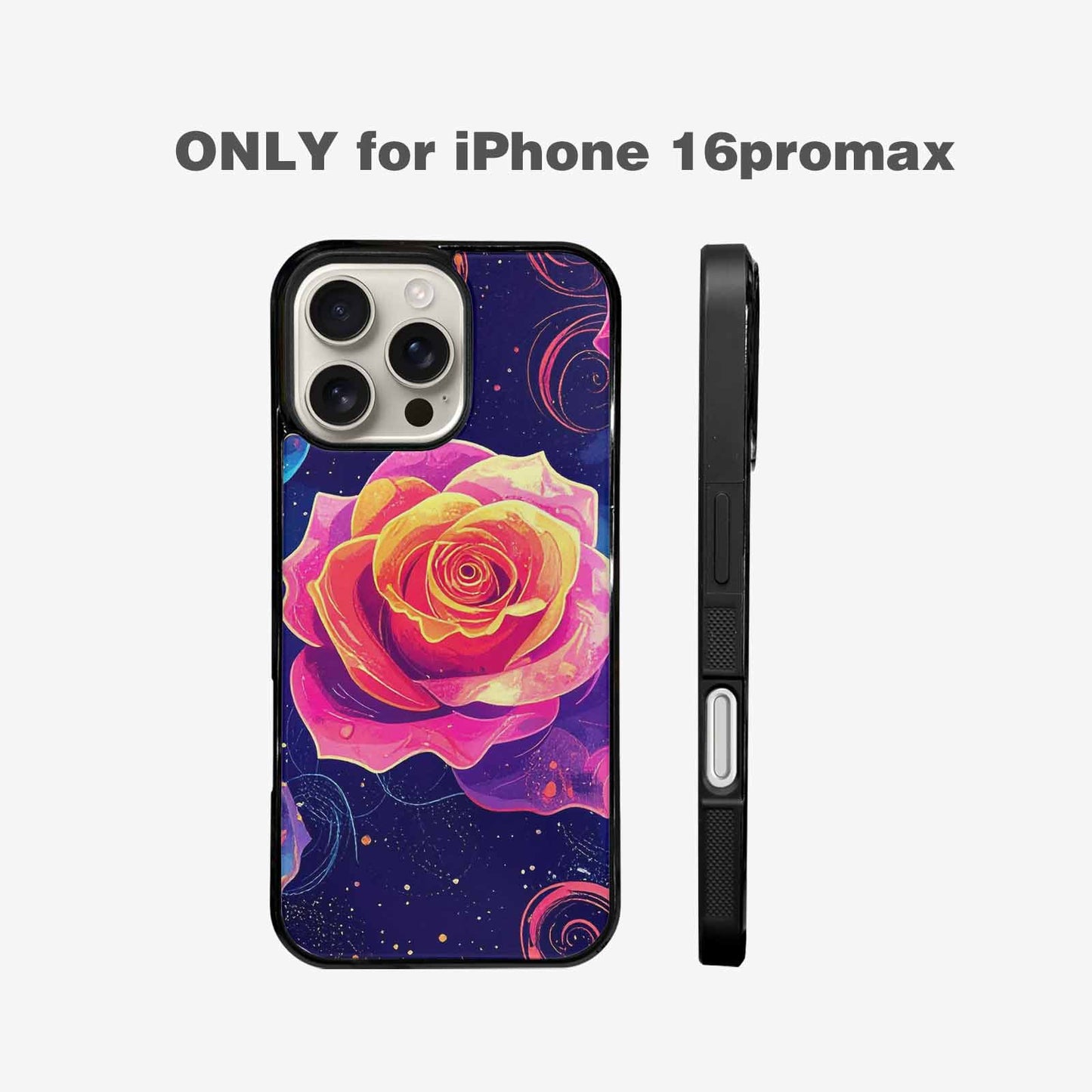 iPhone 16 Pro Max Case — Rose Galaxy Art Seamless Pattern Vibrant, Custom Art Phone Cover